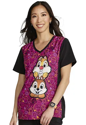 Chip N Dale Cherokee Scrubs Tooniforms Disney V Neck Top TF677 CDNN • $21.98