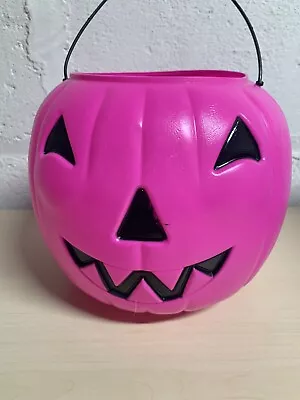 Vintage GENERAL FOAM Blow Mold Jack-O-Lantern Pumpkin Halloween Candy Bucket USA • $10.99