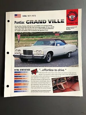 1971-1973 Pontiac Grand Ville IMP  Hot Cars  Spec Sheet Folder Brochure Awesome • $14.95