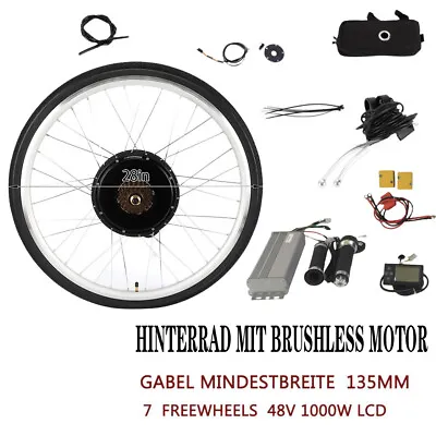 Electric Bike Conversion Kit 28 Inch 48V 1000W EBike Rear Motor Wheel With LCD • $203.31