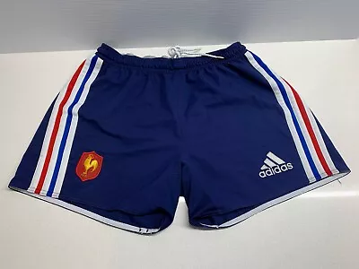 Vintage Adidas Blue Sport Shorts Size Large French Rugby Federation FFR • $49.95