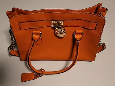 NWOT Michael Kors Tangerine Orange Hamilton Lock Tote Shoulder Bag Large 13x9x5 • $79.99