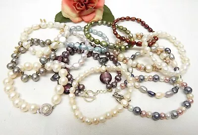 Multicolor Genuine Pearl Bead Bracelet Lot - Vintage To Now Jewelry • $10.50