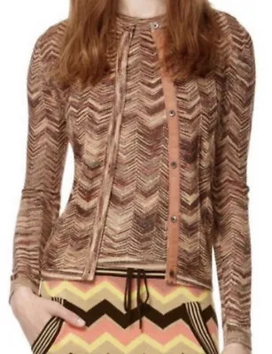 Missoni Womens Vintage Knit Gold Metallic Target Cardigan Jacket Sweater Large • $45