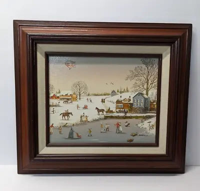 Vintage C Carson Signed Serigraph Winter Ice Skating And County Fair Framed 8x10 • $39.97