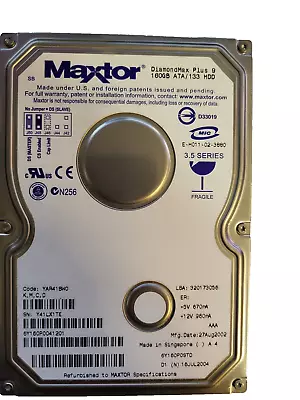 Maxtor DiamondMax Plus 9 ATA/133 HDD 160GB Hard Drive 3.5 Inch • $32