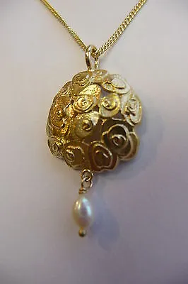 Ola Gorie 9ct Yellow Gold Rose Pearl Pendant 18  Chain Scottish • £245