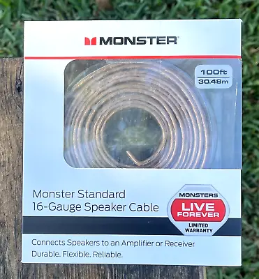 Monster Standard 16-Gauge Speaker Cable 100ft Improved Bass Performance Open Box • $12.99