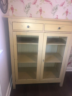 £100 • Buy Vintage Hemnes Ikea Yellow Linen Cabinet, Display Cabinet