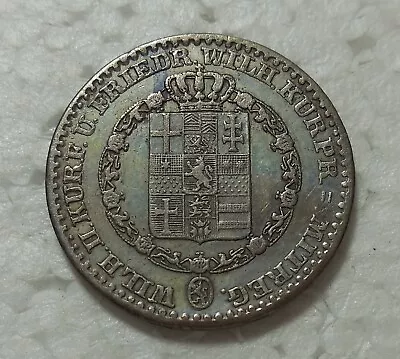 Scarce 1846 Hesse Cassel Germany 1/6 Thaler Silver Coin Vf Km 609 • $119