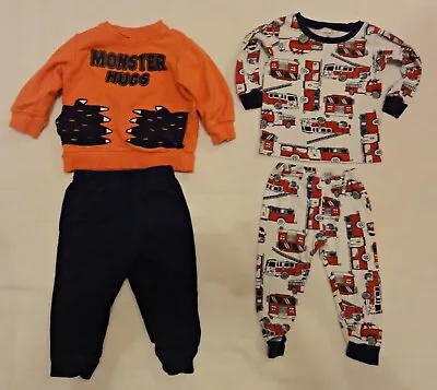 Carter's Boys Monster Hugs Long Sleeve Shirt & Pants Set & Fire Truck Pajama Set • $10.50
