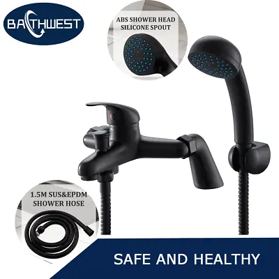 £45.99 • Buy Bathroom Matte Black Bath Filler Taps & Shower Head Brass Bath Mixer Taps Black