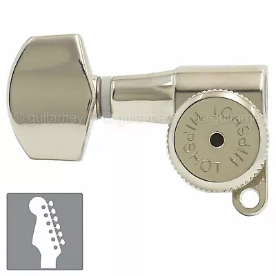 NEW Hipshot 6-in-Line LOCKING Tuners STAGGERED Small Buttons TREBLE - NICKEL • $69.95