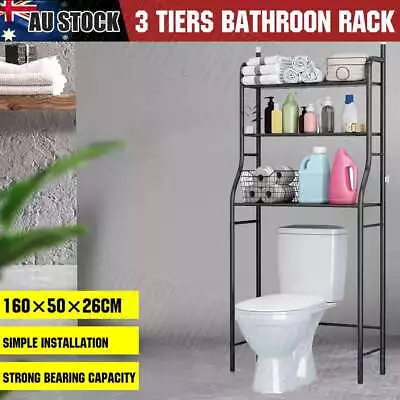 3 Tiers Toilet Shelf Bathroom Storage Shelve Rack Over Laundry Washing Machine • $25.79