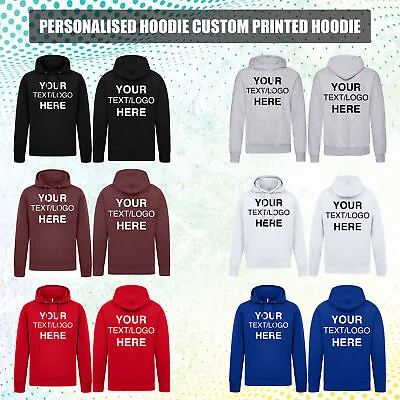 Personalised Men Hoodie Custom Printed Pullover Unisex Jumper Cool Top Workwear • £17.99