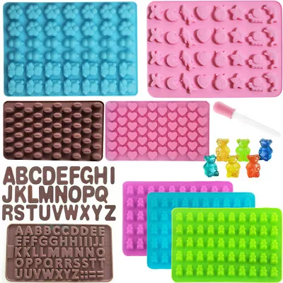 Mini Hearts Bears Letters Numbers Animals Silicone Chocolate Mould Cake Decor • £1.99