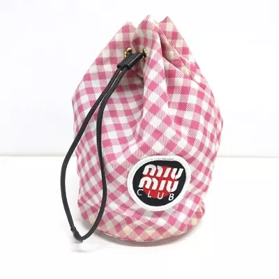Auth Miumiu Logo 5ND014 Pink White Nylon - Pouch • $76.20
