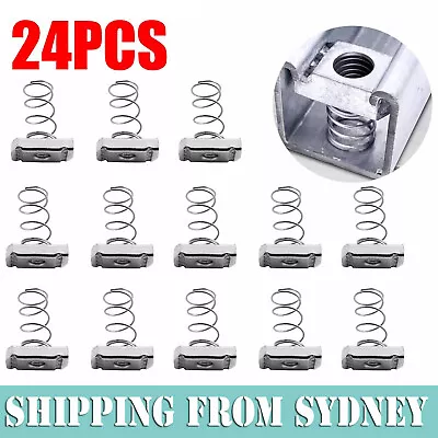 24Pcs M8 X 6mm Stainless Steel Spring Channel Nuts Unistrut Type Zinc Plated Nut • $26.99