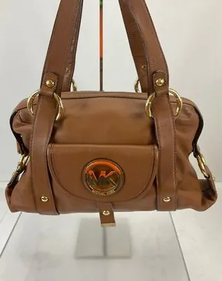 MICHAEL Michael Kors Saddle Brown Pebbled Leather Satchel Handbag • $14.99