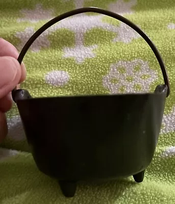 Vintage Mini Black Cast Iron Cauldron Bean Pot Kettle With Three Legs • $15
