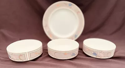 Vintage Mikasa Intaglio Meadow Sun 3 4.75” Cereal Bowls + 38” Salad Plate EUC • $25