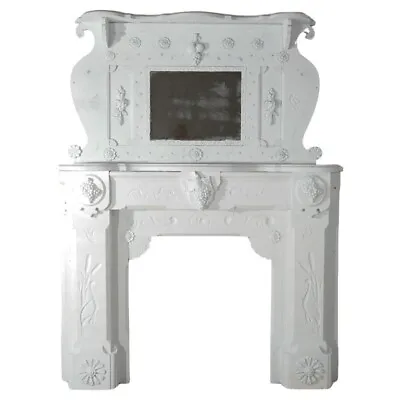 Antique Figural Carved & Mirrored Fireplace Mantel C1890 • $1160