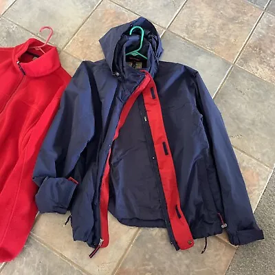 LL Bean Men's 3-in-1 Jacket W/ Fleece Base Blue/Red • Large Vtg • $30