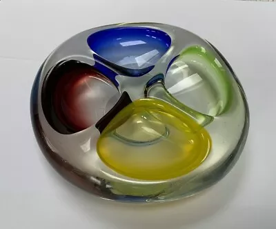 Art Glass Vintage Murano 4 Colour 4 Hole Dish Ashtray • £15