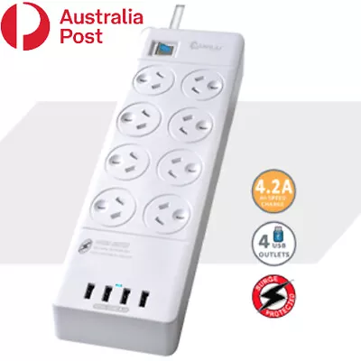 8 Outlet Surge Protected USB Power Board Powerboard • $39.95