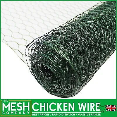 £76.99 • Buy GREEN PVC Chicken Wire Netting Mesh Net Rabbit Aviary Fence 5m & 10m Rolls