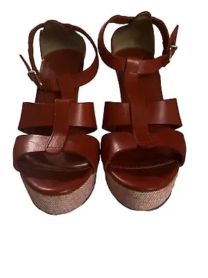 J. Crew Palma Red Leather Platform Wedge Sandals 7 • $22.50