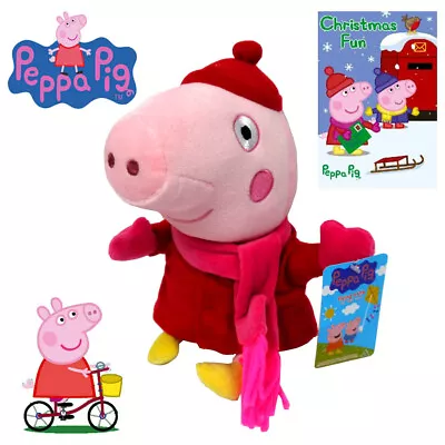 1pc Cute  25cm Peppa Pig Winter Peppa Kids Baby Soft Plush Toy Doll Bear Gift • $14.95