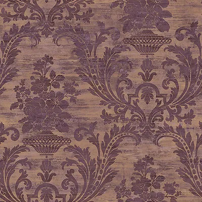 CS35602 - Classic Silks 3 Damask Copper Purple Galerie Wallpaper • £37.95