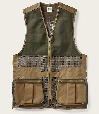 Filson Light Shooting Vest 11010767 MADE IN USA Dark Tan Olive Green Mesh CC • $179.99