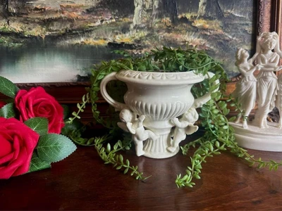 $25 • Buy Vintage Ceramic Cherub Vase Planter With Handles
