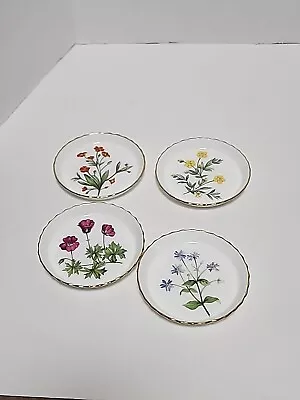 Minton Meadow 4 Coasters Miniatures Blue Pink Yellow Orange Floral Gold Trim • $24.99