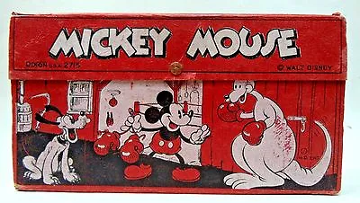 C. 1935 Dixon MICKEY MOUSE & BOXING KANGAROO Large Size Pencil Box #2715 • $169.99