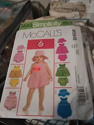 ADORABLE INFANTS BABY ROMPER HAT DRESS & PANTIES SEWING PATTERN McCalls 5648 • $0.50