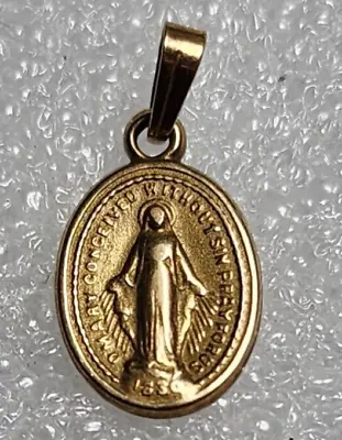 Catholic Vintage 10k Gold Tiny Miraculous Medal Mary Religious Medal • $79.99