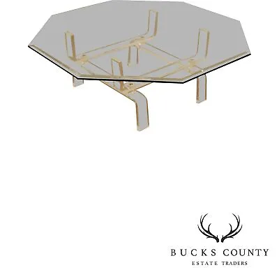 Mid Century Modern Lucite Base Glass Top Coffee Table • $1195