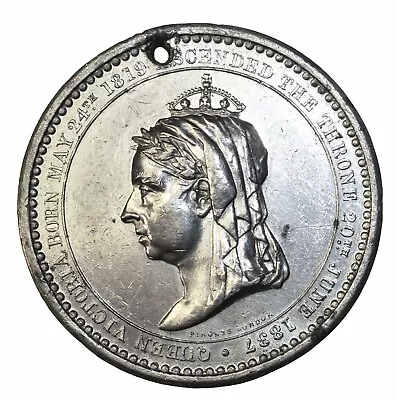 Great Britain 1887 Queen Victoria Jubilee White Metal Medal By Pinches Of London • $25