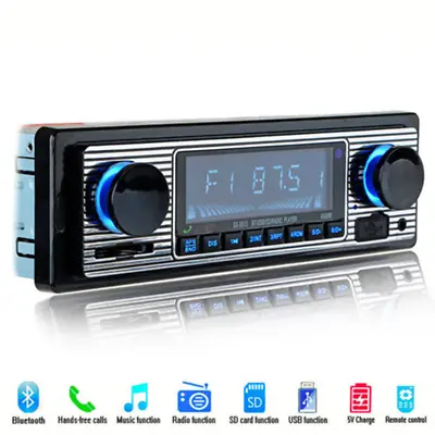 Vintage USB Bluetooth Car FM Radio MP3 Player Classic Stereo Audio Receiver AUX • $38.29