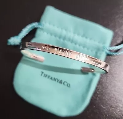 Tiffany & Co Sterling Silver 1837 Narrow Cuff Bracelet Bangle - Retails At $840 • $289