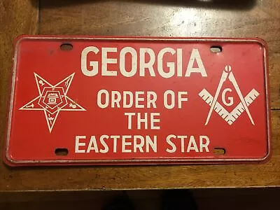 License Plate Georgia Free Masons Order Of The Eastern Star Vintage Old Metal • $75