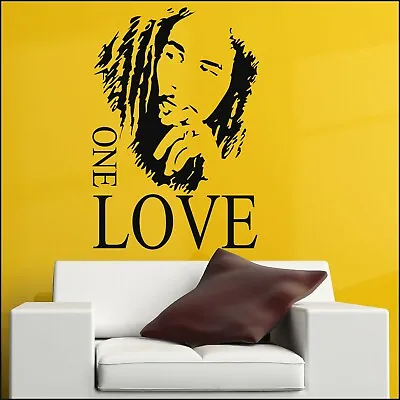 Bob Marley Wall Art Sticker Music Song Lyrics One Love In Cut Matt Vinyl • £21.49
