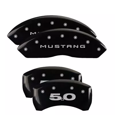 MGP 4 Caliper Covers Engraved Front Mustang Engraved Rear 50 Black Finish Silver • $326.99