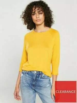 V By Very Ladies The Essential Three Quarter Raglan Top Mustard (r) Sale • £6.95