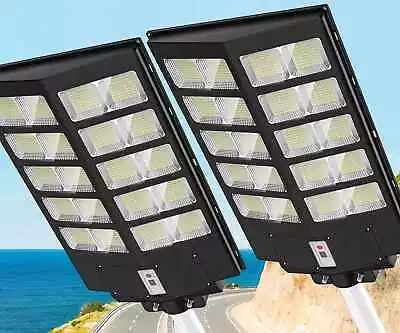 2000W 7000K Commercial Solar Street Light LED Outdoor Dusk To Dawn Lamp 2PACK • $188.88