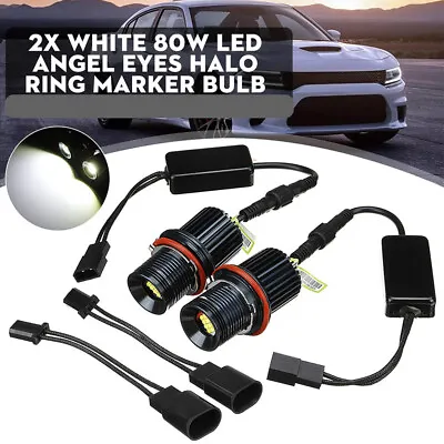 160W White LED Angel Eyes Halo Ring Marker Light Bulbs For BMW E39 E63 E65 • $39.99