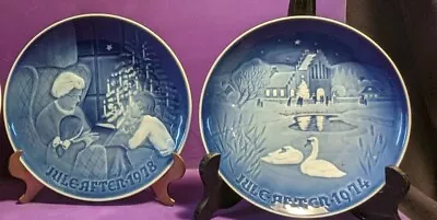 Two B & G Copenhagen Porcelain Denmark  7  Christmas Plates 1974 1978 • $12